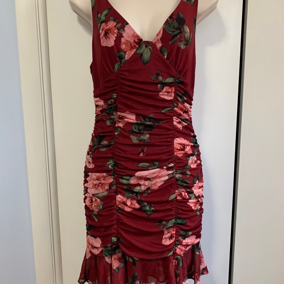 Floral Print Ruched Dress - Picture 3 of 5